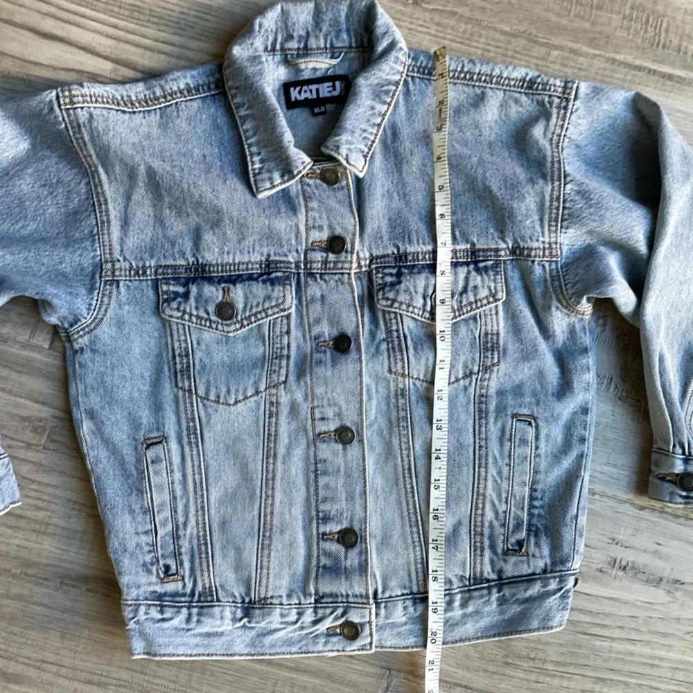Katie J NYC Montauk Denim Jacket Acid Wash Blue Classic Layering SZ Tween XL